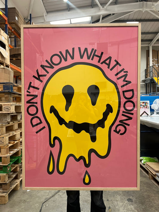 I don’t know what I’m doing melting smile retro Art Print