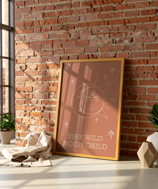 Stay wild moon child celestial Art Print