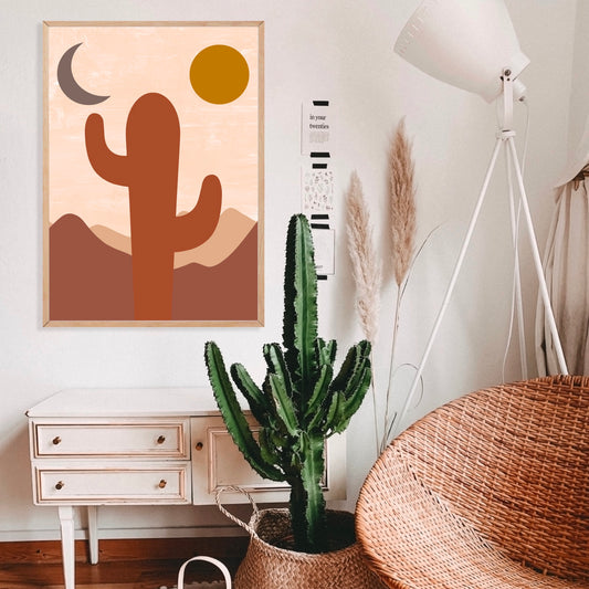 Sun and moon cactus print
