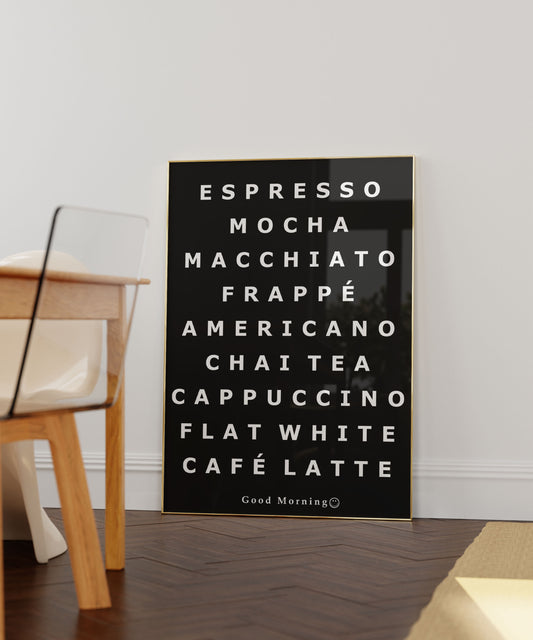 Good morning coffee list print