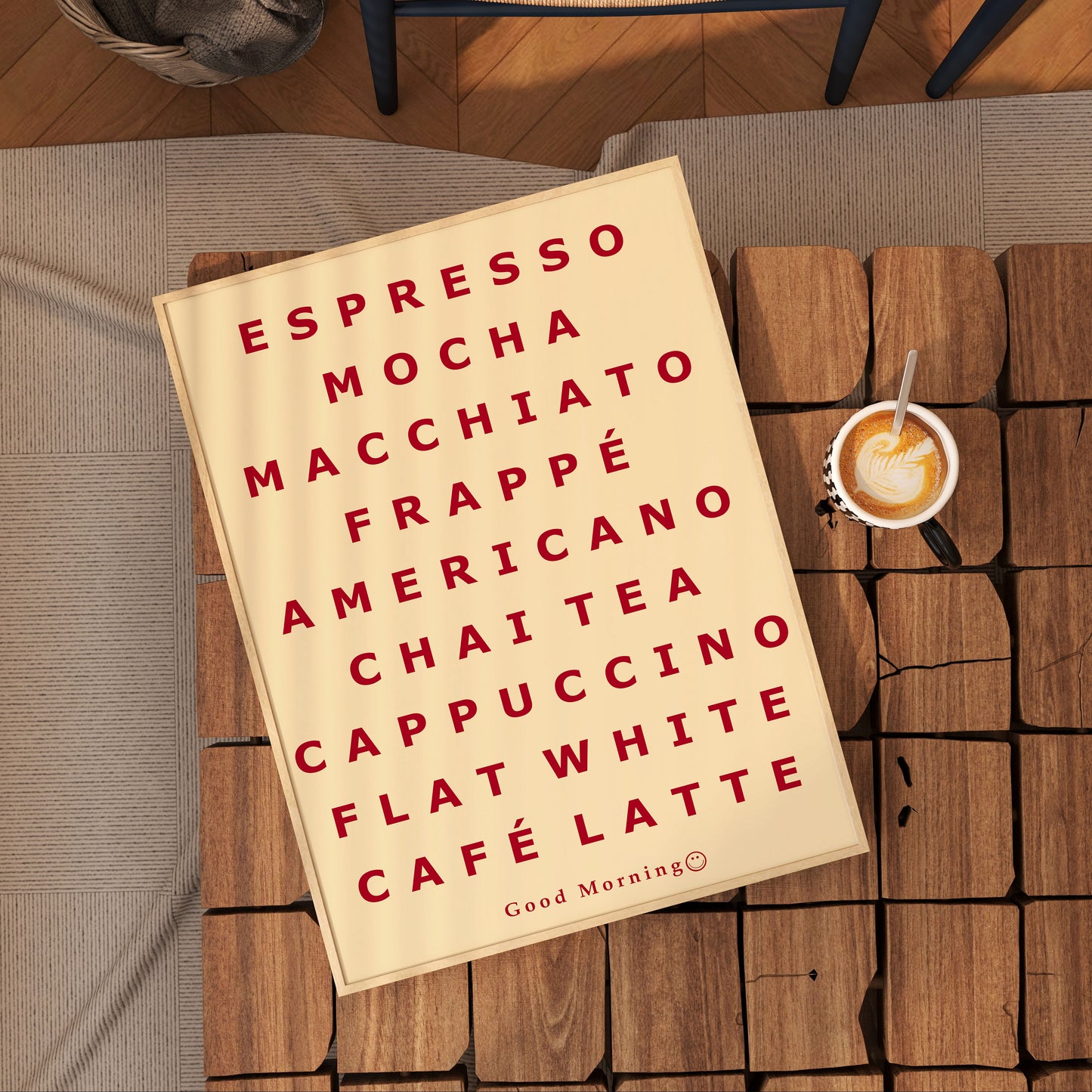 Good morning coffee list Kitchen Art Print