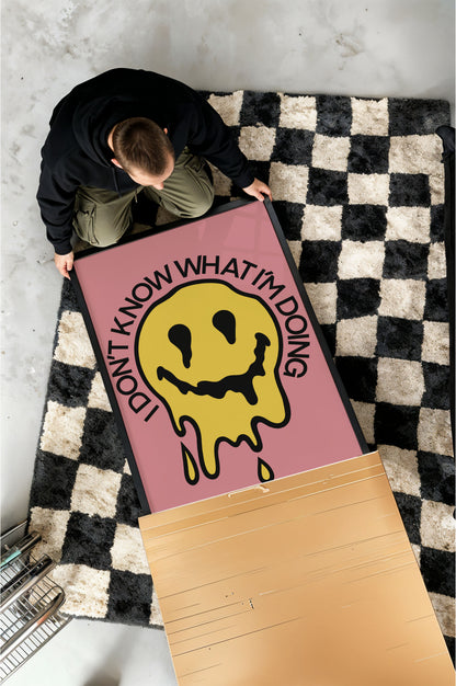 I don’t know what I’m doing melting smile retro Art Print