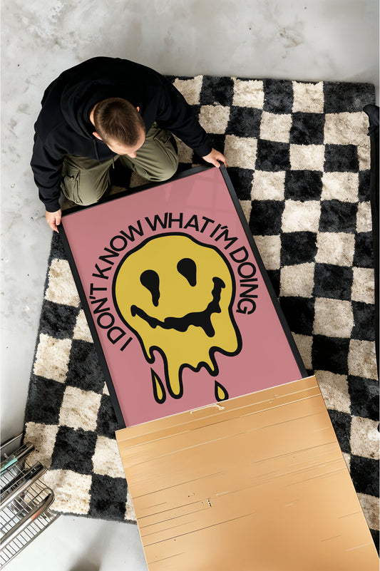 I don’t know what I’m doing melting smile retro Art Print