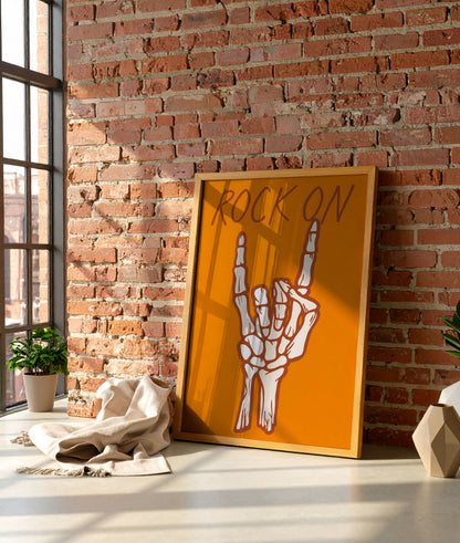 Rock on skeleton hand Music Art Print