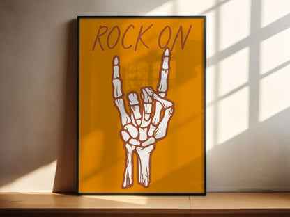 Rock on skeleton hand Music Art Print